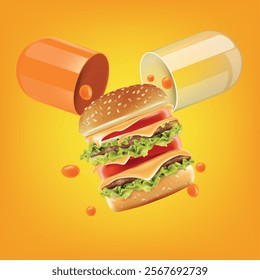 The capsule opens up into a hamburger.