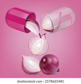 The capsule opens up into a red onion.