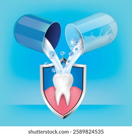 The capsule opens to reveal calcium to replenish teeth.