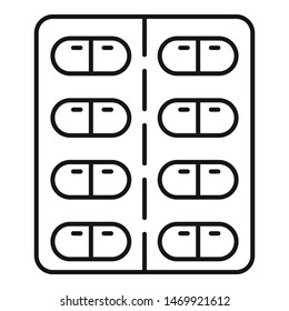 Capsule pack icon. Outline capsule pack vector icon for web design isolated on white background