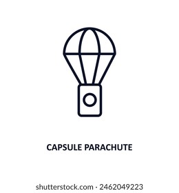 capsule parachute outline icon.  Thin line icon from astronomy collection. Editable vector isolated on white background