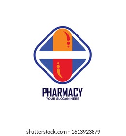 Capsule pharmacy medical logo template, This logo is suitable for health business, doctor, hospital.
