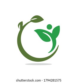 Capsule pharmacy medical logo template vector. Logo with tree, nature or leaf with blue and green color. Suitable for health business, medical service.