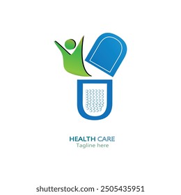 Capsule Pharmacy medical logo templete vector design