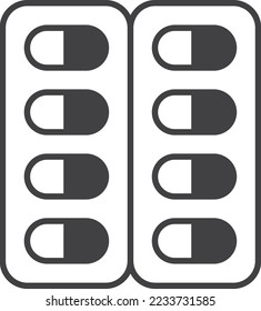 capsule pill box illustration in minimal style isolated on background