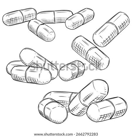 Capsule Pill Hand-Drawn Vector Sketch