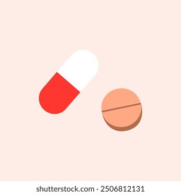 Capsule pill. Healthcare, medicine, treatment concept. Flat vector design illustration isolated on white background.