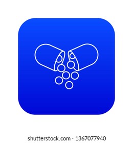 Capsule pill icon blue vector isolated on white background