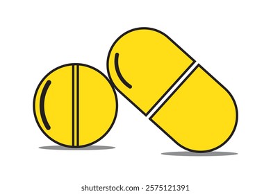 Capsule pill icon. Healthcare, medicine, treatment concept. Flat vector design illustration isolated on white background.