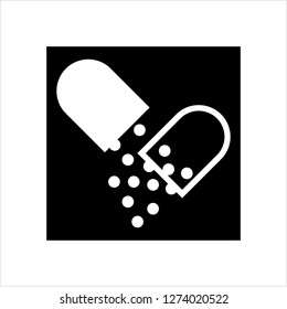 Capsule Pill Icon, Medicine Capsule Pill Icon, Pharmaceutical Dosage Vector Art Illustration