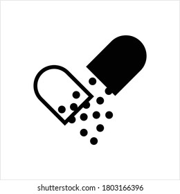 Capsule Pill Icon, Medicine Capsule Pill Icon, Pharmaceutical Dosage Vector Art Illustration