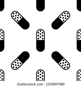 Capsule Pill Icon Seamless Pattern, Medicine Capsule Pill Icon, Pharmaceutical Dosage Vector Art Illustration
