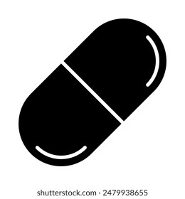 capsule pill icon, silhouette vector isolated on white background. simple and modern design