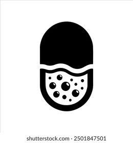 Kapsel Pille Symbol Silhouette Vektorgrafik-Design auf weißem Hintergrund.