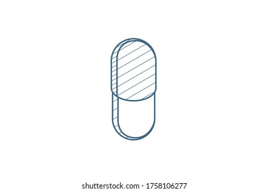 capsule or pill isometric icon. 3d vector illustration. Isolated line art technical drawing. Editable stroke