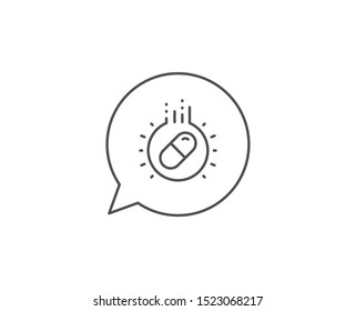 Capsule pill line icon. Chat bubble design. Medical drugs sign. Pharmacy medication symbol. Outline concept. Thin line capsule pill icon. Vector