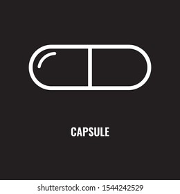 Capsule pill line icon. Solid fish oil pill or capsule with thin line art. Vector illustration.