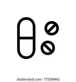 Capsule and Pill Line Icon Vector Design