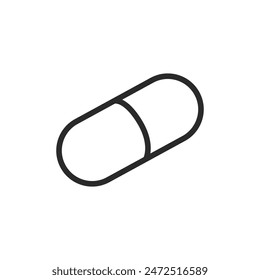 Capsule pill, linear style icon. capsule medication. Editable stroke width.