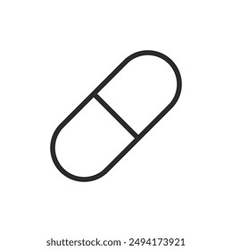 Capsule pill, linear style icon. capsule medication. Editable stroke width.