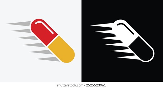 Capsule pill medicine drug logo icon.