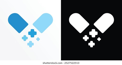 Capsule pill medicine drug logo icon.