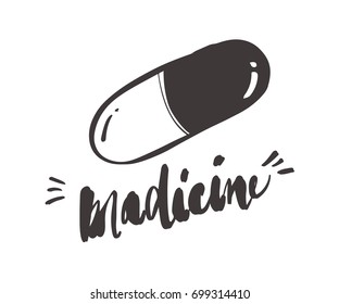 capsule pill and medicine phases, pharmacy, Medication, pharmaceutics concept. Vector illustration.