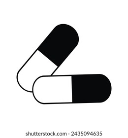 Capsule pill medicine - vector. Pill Capsule Vector Icon. The shape of the capsule is simple. Isolated on a white background. Vector illustration. Eps file 154.