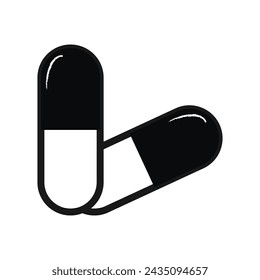 Capsule pill medicine - vector. Pill Capsule Vector Icon. The shape of the capsule is simple. Isolated on a white background. Vector illustration. Eps file 160.