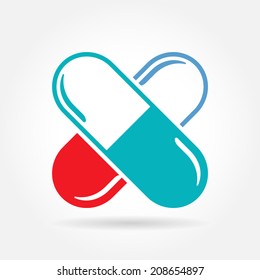 Capsule pill medicines - vector icon