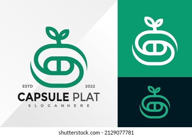 Plantilla de ilustración de vectores con el logotipo de la planta de píldoras de la cápsula