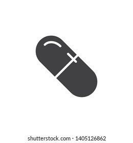 Capsule pill vector icon. filled flat sign for mobile concept and web design. Medicine tablet glyph icon. Symbol, logo illustration. Vector graphics