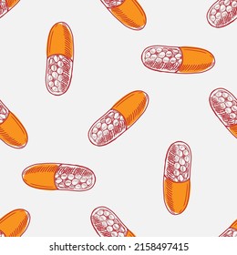 Capsule pill vector seamless pattern