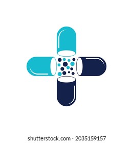 Capsule pill vitamin healthcare medical pharmacy logo and symbols.