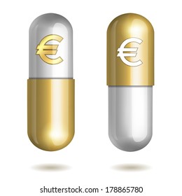 Capsule Pills with Euro Signs. Vector illustration