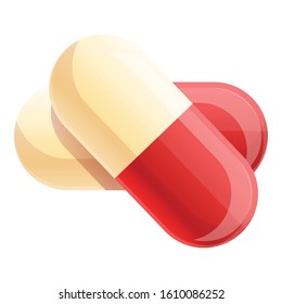 Capsule pills icon. Cartoon of capsule pills vector icon for web design isolated on white background