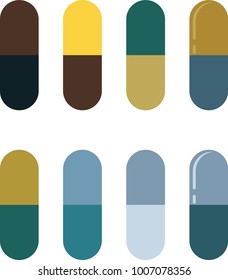 Capsule Pills Icon Collection Vector Art Illustration