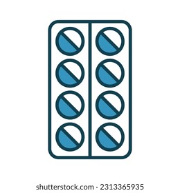 Icono de píldoras de la cápsula, icono de la medicina vector en el diseño de moda