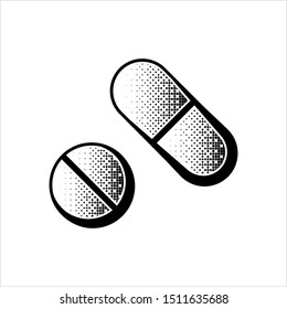 Capsule Pills Icon Vector Art Illustration