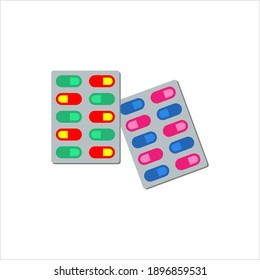 Capsule Pills Icon Vector Art Illustration