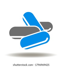 Capsule pills icon vector. Medicines Pharmaceutics Logo. Pharmaceutical Product Sign. Enzyme Vitamin Amino Acid Symbol.