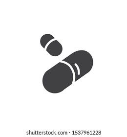 Capsule pills vector icon. filled flat sign for mobile concept and web design. Medicine drug glyph icon. Symbol, logo illustration. Vector graphics