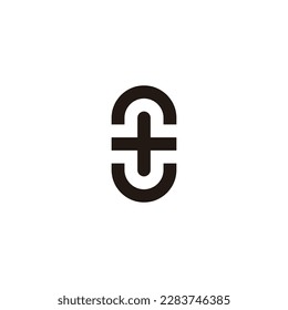 Capsule and plus, geometric symbol simple logo vector