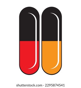 Capsule red and black tablets medical icon vector illustration