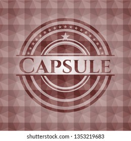 Capsule red seamless emblem with geometric pattern.