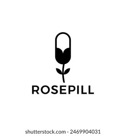 Cápsula con diseño de logotipo en forma de rosa ilustración de icono