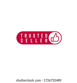 Capsule Shaped Of Trusted Seller Logo With Thumbs Up Icon Line Art Isolated On White Background Can Be Used As Sign That Your Shopping Website Or Marketplace Is Trustworthy