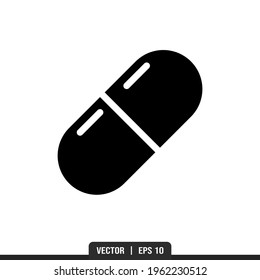 Capsule Silhouette icon vector, illustration logo template in trendy style. Suitable for many purposes.