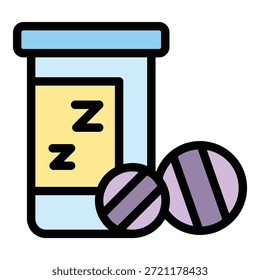 Ícone de retardo do jato de dormir da cápsula. Contorno Cápsula sono jet lag vetor ícone para web design isolado no fundo branco cor plana