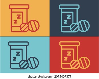 Capsule Sleep Jet Lag Logo Template, Simple Flat Icon of disorder,insomnia,pills